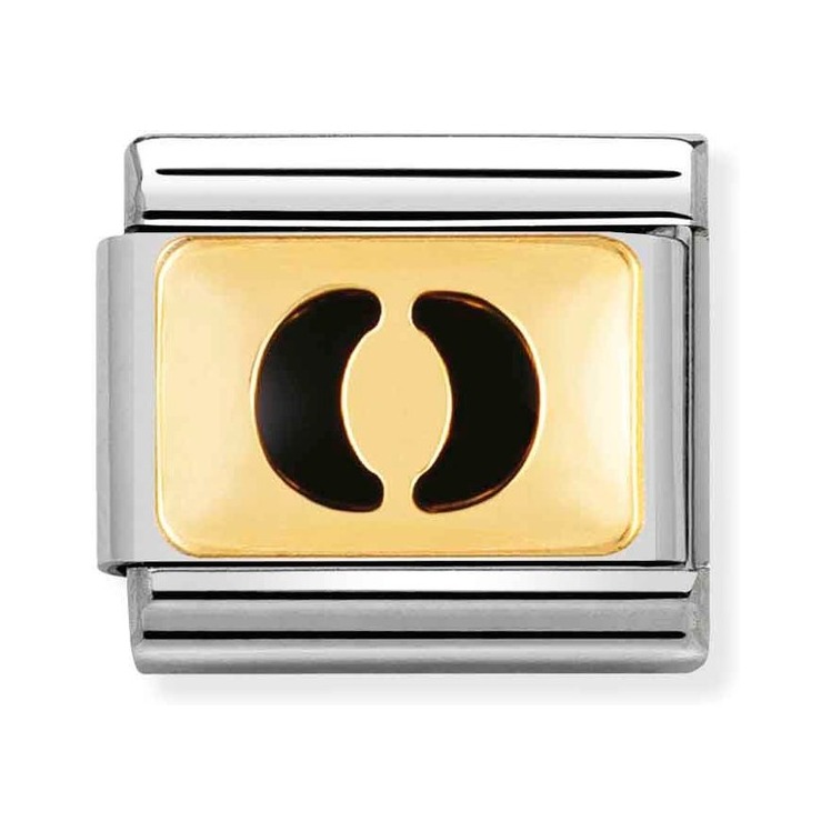 Nomination Composable Classic Charm Buchstabe O schwarz - Edelstahl, Gold 750 Gelbgold, Emaille