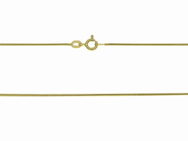 Schlangenkette 585 Gelbgold mit einem Durchmesser von 1 x 1 mm und einer Länge von 43 cm, hergestellt von Juwelier Harnisch, bietet eleganten Schmuckstil.