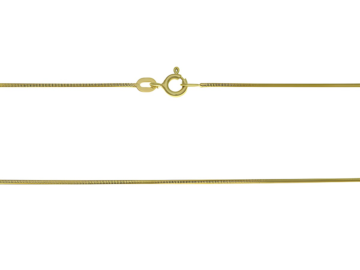 Schlangenkette 585 Gelbgold mit einem Durchmesser von 1 x 1 mm und einer Länge von 43 cm, hergestellt von Juwelier Harnisch, bietet eleganten Schmuckstil.