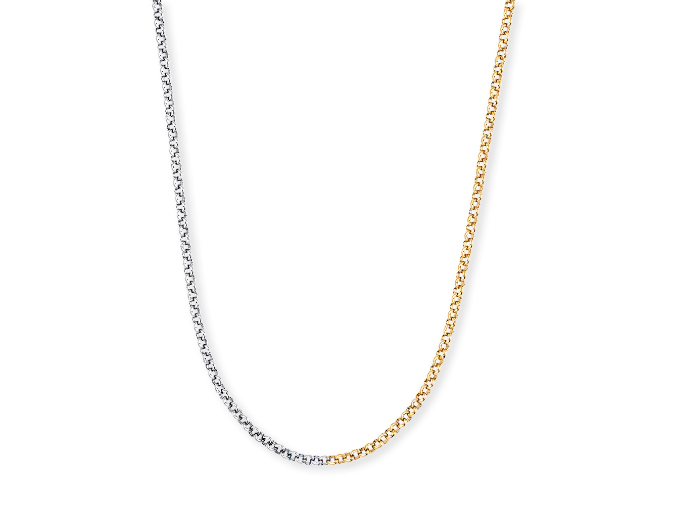 Bicolor Erbskette aus Silber und vergoldetem Gelbgold von Engelsrufer, 70 cm lang, schlichte Eleganz und modernes Design, perfekt für jeden Anlass.