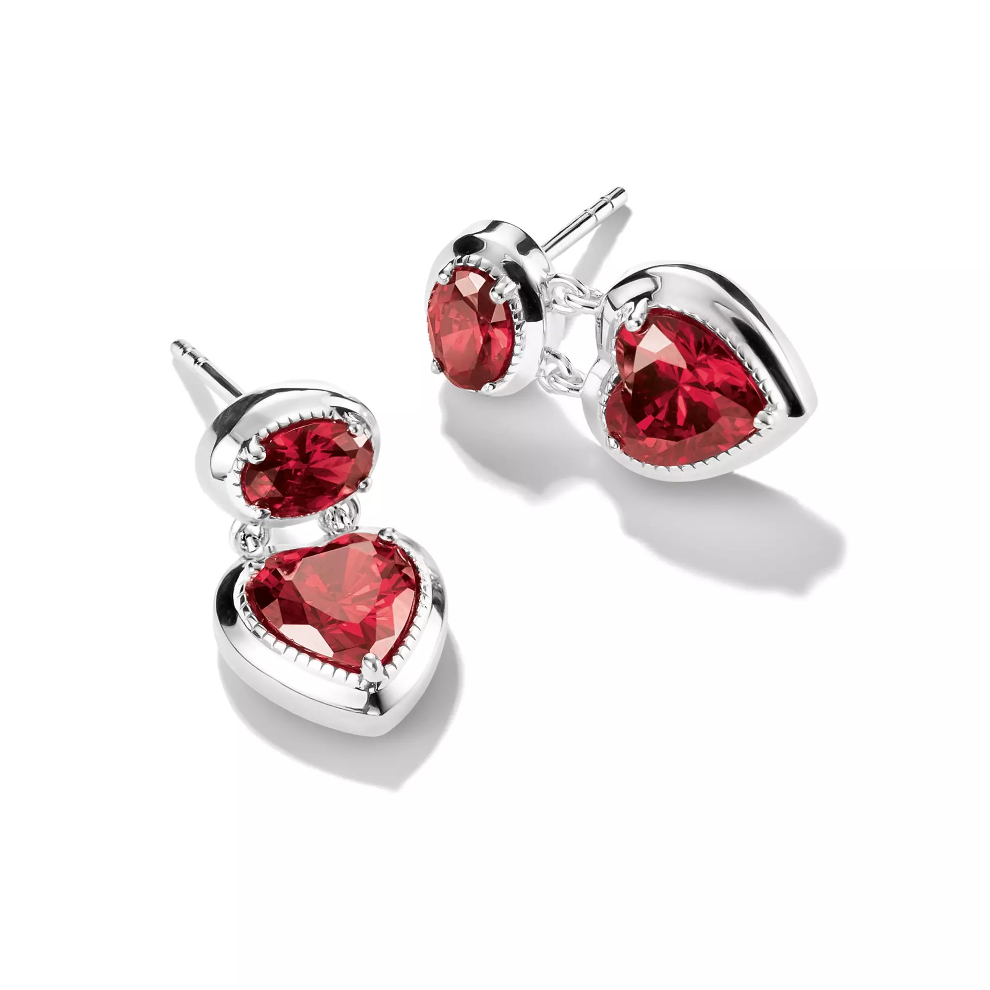 Thomas Sabo Ohrstecker Herz Granatrot ELYNDRA Silber – Zirkonia – Ansicht 3