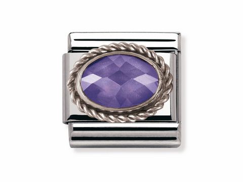 VIOLETTE Kordel aus dem NOMINATION Classic Sortiment mit Silberrand und Zirkonia, ovaler Form, elegant und zeitlos. Ideal für individuelle Armbänder und modische Akzente.