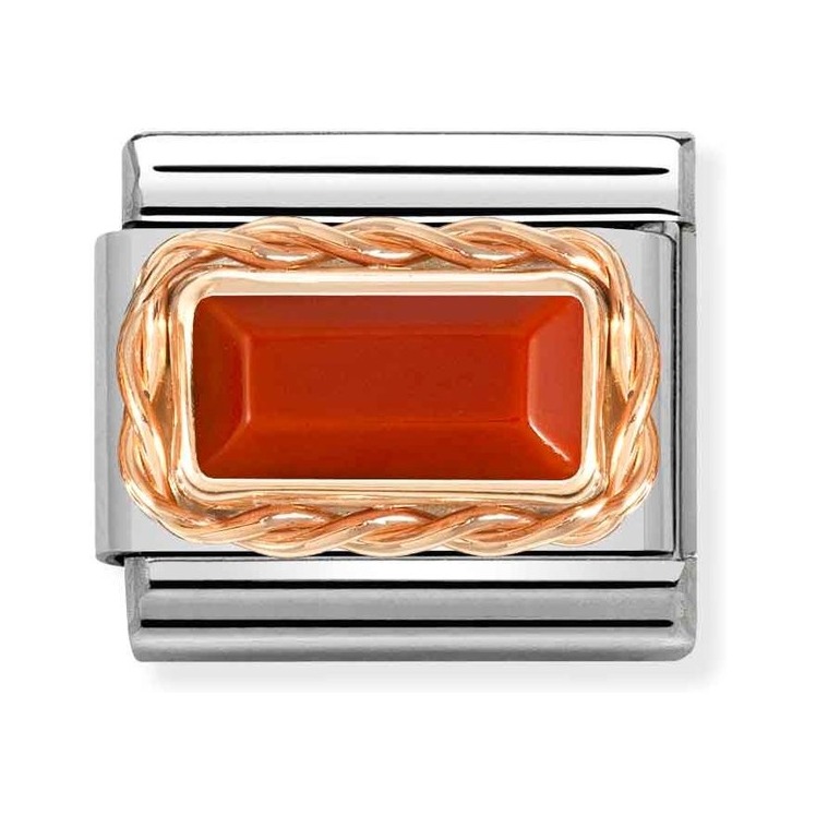 Nomination Composable Classic Charm Kordel Koralle rot - Edelstahl, Gold 375 Roségold