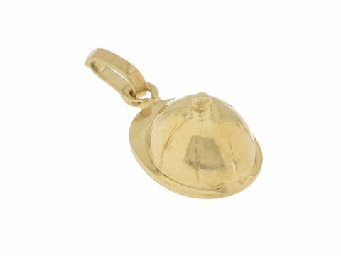 Reiter Kappe Mütze Anhänger aus 333 Gold im Reitsportdesign, ca. 1,8 cm groß, Hersteller Juwelier Harnisch, ideales Schmuckstück für Pferdeliebhaber.