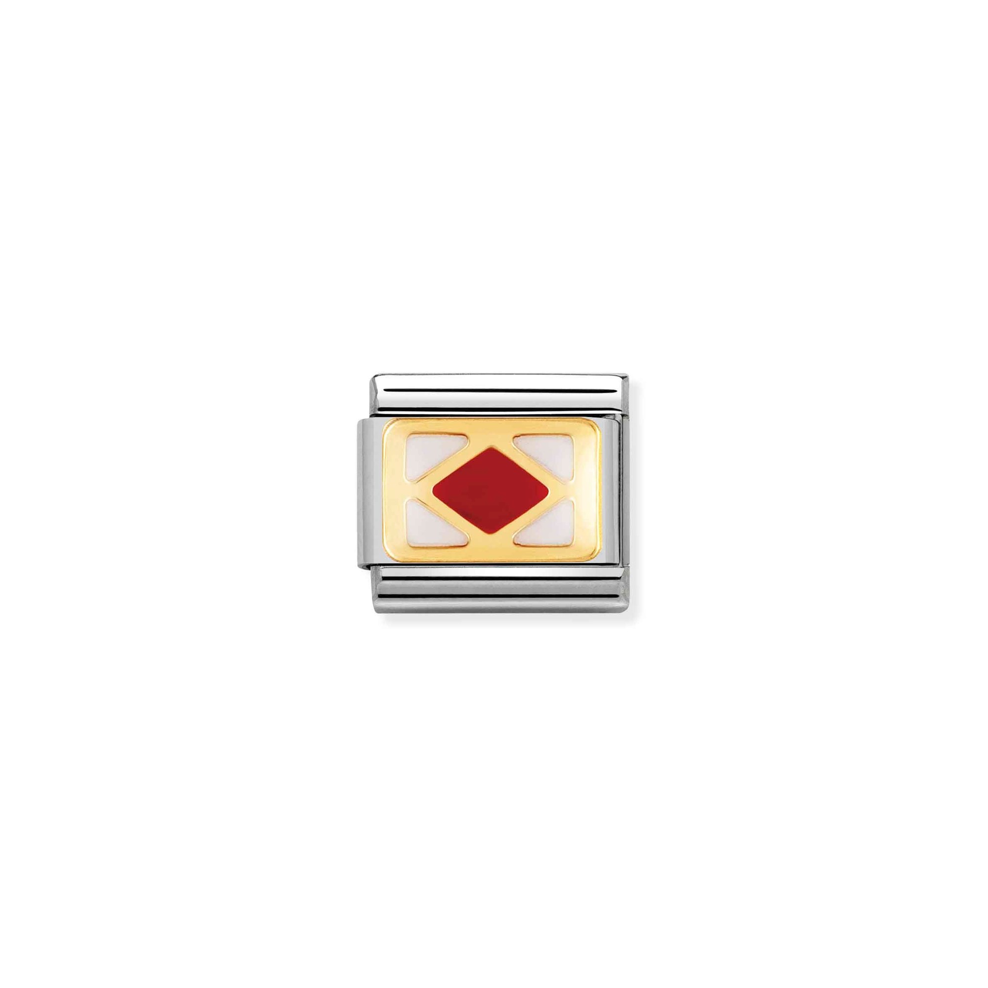 Nomination Composable Classic Charm Flaggenalphabet F - Edelstahl, Gold 750 Gelbgold, Emaille
