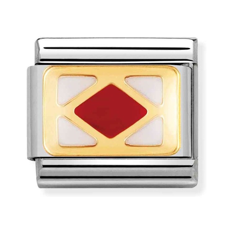 Nomination Composable Classic Charm Flaggenalphabet F - Edelstahl, Gold 750 Gelbgold, Emaille