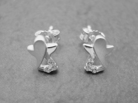 36521-0 Ohrringe Engel aus Sterling Silber, niedlich gestaltet und verziert mit weißen Zirkonia, hergestellt von Juwelier Harnisch, ideal für jeden Anlass.