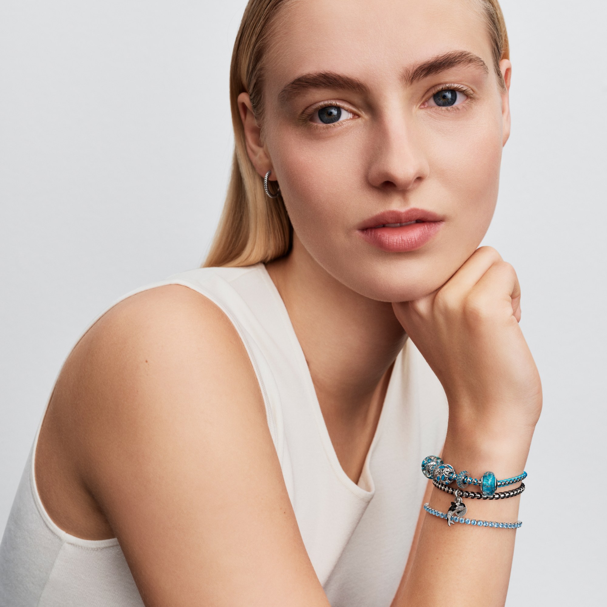 Pandora Eis Stein Spacer-charm - Silber - synth. Kristall - Blau