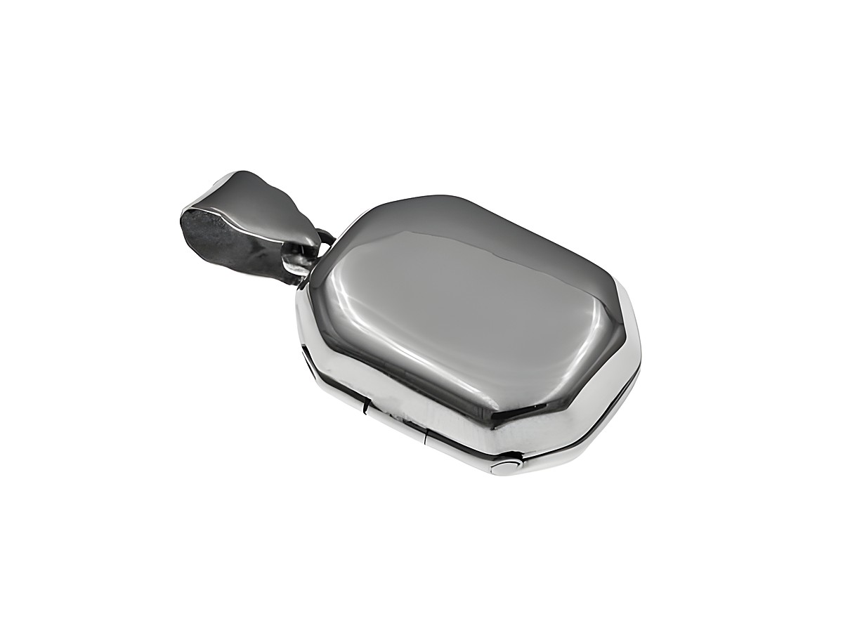 Eckiges Silber Medaillon aus Sterling Silber mit einem Durchmesser von 23,2 mm, poliert, hergestellt von Juwelier Harnisch, elegante und zeitlose Form, ideal als Schmuckstück oder Geschenk.