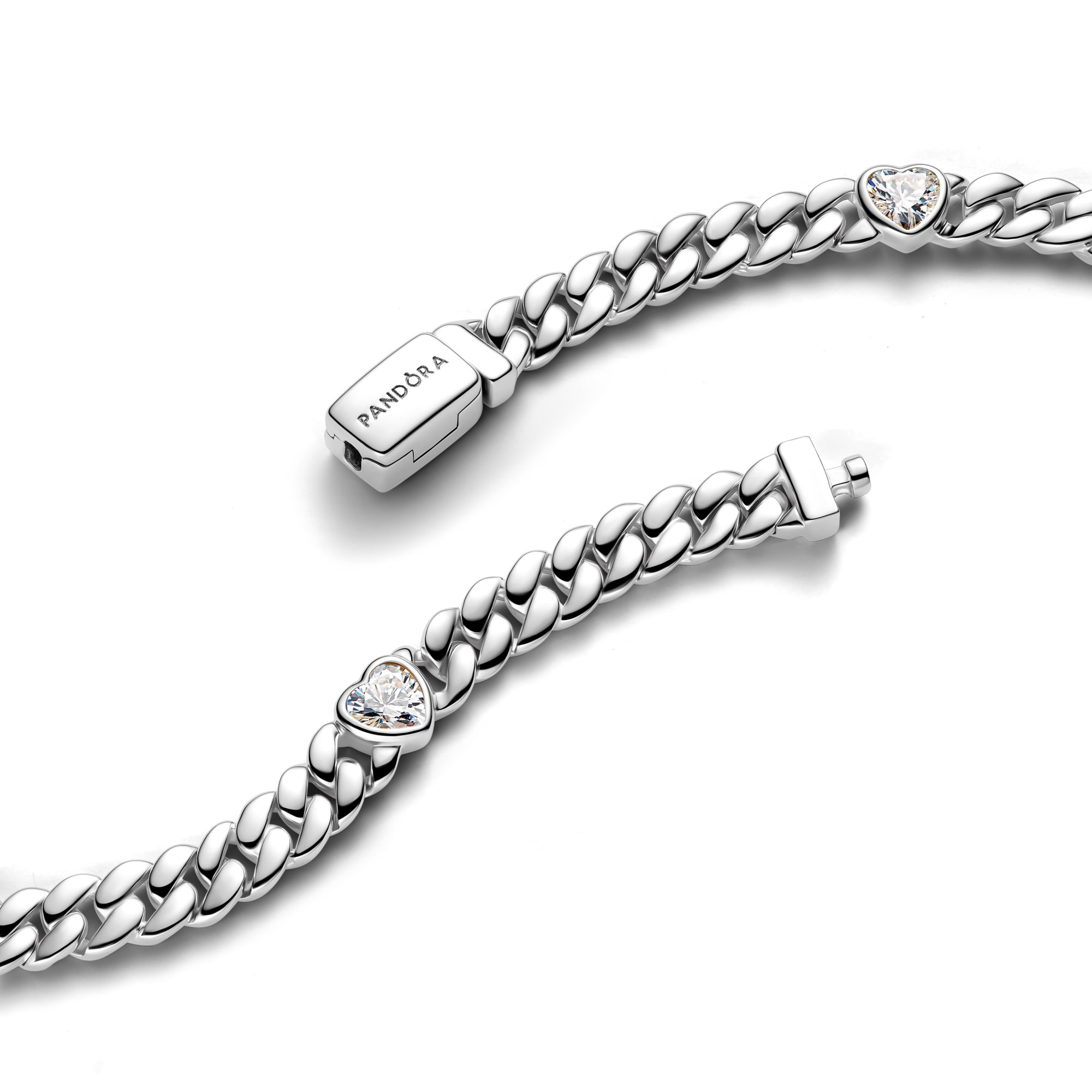 Pandora Herz Cuban-Panzerarmband - Sterling Silber - Zirkonia – Ansicht 2