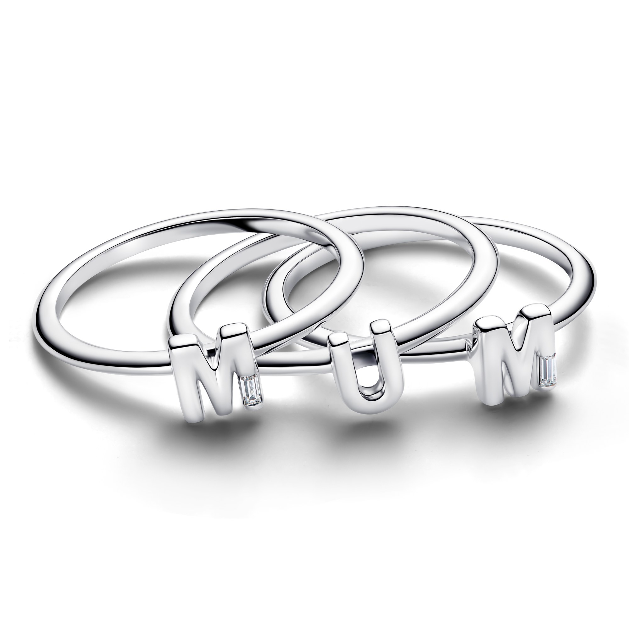 Pandora MUM Buchstaben Teilbarer Ring - Sterling Silber - Zirkonia – Ansicht 2