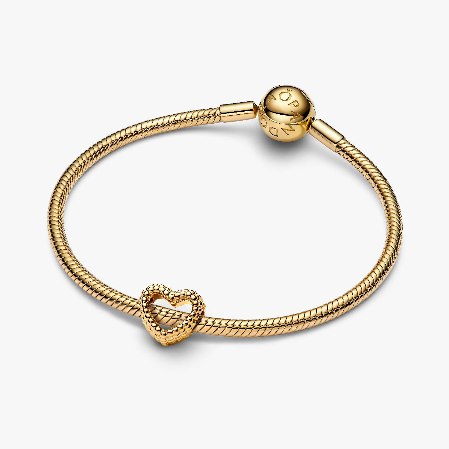 Pandora Charm - Offenes Metallperlen Herz - Gelbgold Vergoldung – Ansicht 2