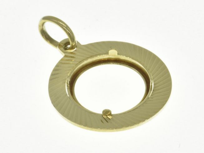 Münzfassung Anhänger aus 585 Gold mit Diamantschliff, Durchmesser für maximal 13,2 mm Münzen, gefertigt von Juwelier Harnisch.
