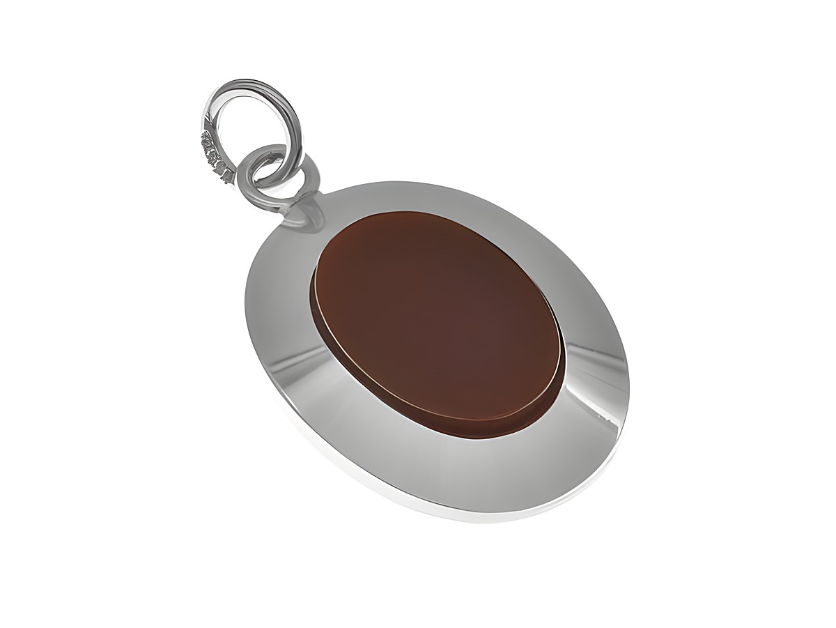 Eleganter ovaler Anhänger in Silber rhodiniert mit einem roten Karneol Stein, stilvoll und zeitlos, hergestellt von Juwelier Harnisch. Perfekt als besonderes Schmuckstück.