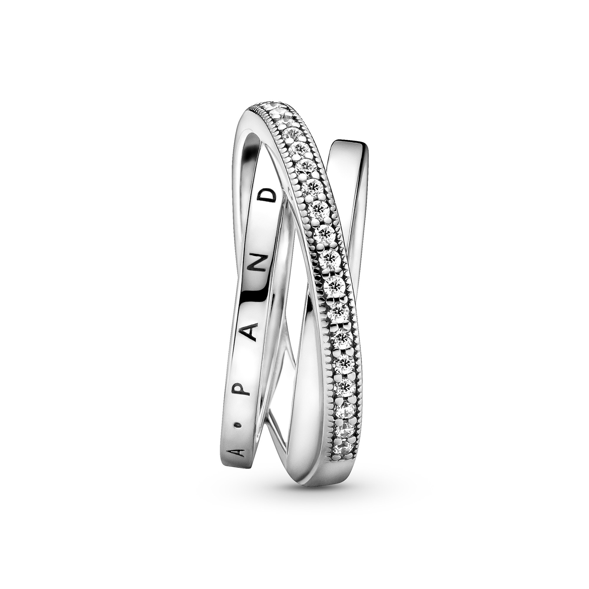 Pandora Silber Crossover Pavé Dreiband Ring - Zirkonia Ansicht 3 – Ansicht 3