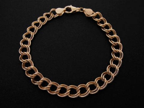 43366-0 Armband Doppel-Panzer aus Gold 585, Maße 7,6 x 3 mm, Länge 19,5 cm, Hersteller Juwelier Harnisch, elegantes Design für einen stilvollen Auftritt.