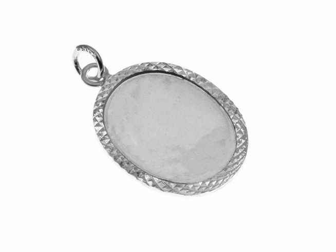 Silber Anhänger - Gravuranhänger - klassische Form, Hersteller: Juwelier Harnisch, schlicht und oval mit feiner Umrandung, ideal für persönliche Gravuren.