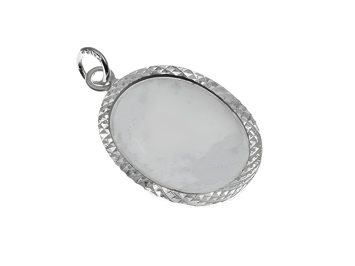 Silber Anhänger - Gravuranhänger - klassische Form, Hersteller: Juwelier Harnisch, schlicht und oval mit feiner Umrandung, ideal für persönliche Gravuren.