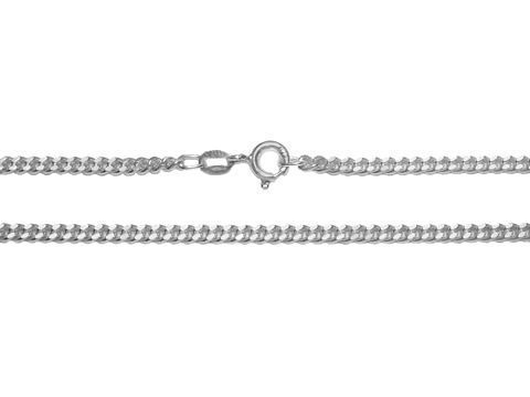 Panzerkette 60 cm aus Weißgold 585 mit einer Breite von 1,7 x 0,8 mm und einem sicheren Karabinerverschluss, hergestellt von Juwelier Harnisch. Ideal für eleganten Schmuck.