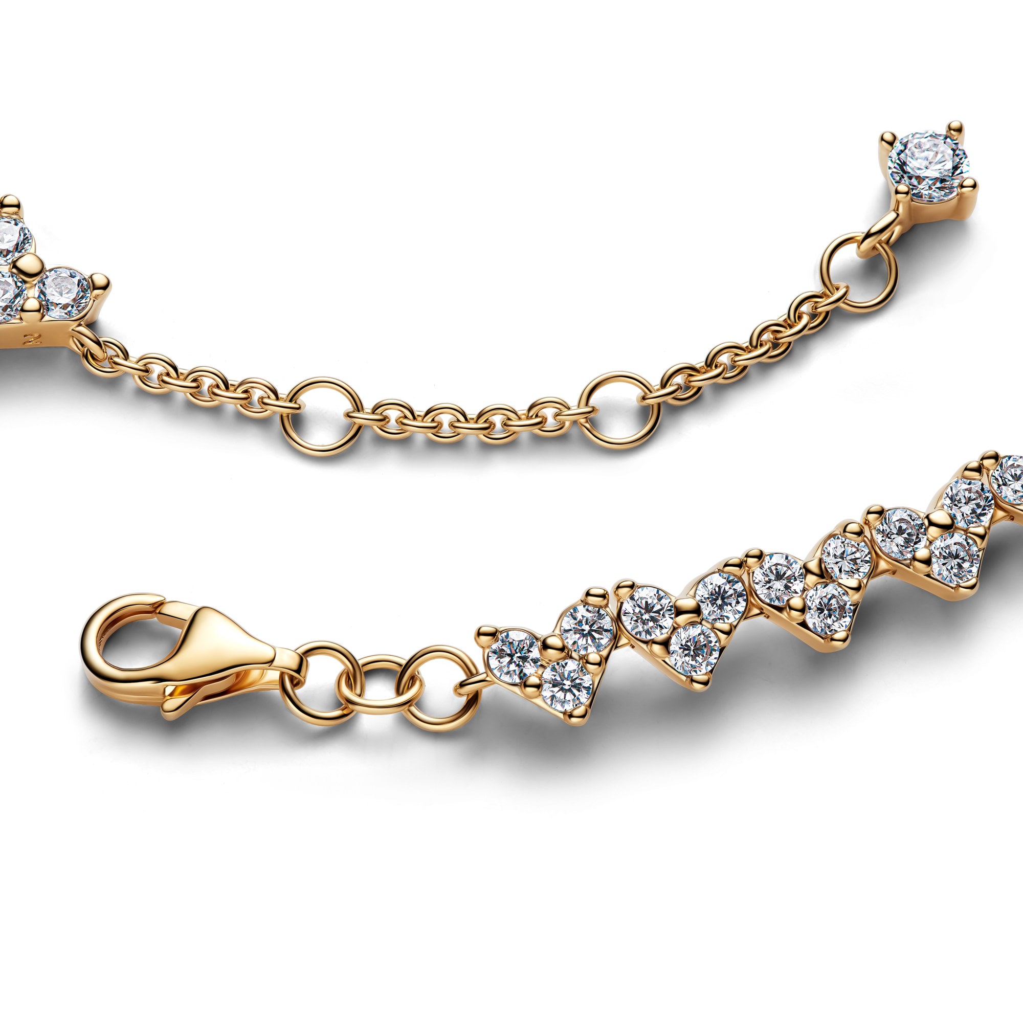 Pandora Drei Steine Herz Armband - Gelbgold Vergoldung - Zirkonia – Ansicht 2