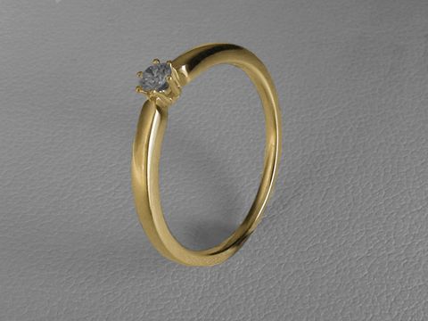 Verlobungsring aus 585 Gold mit einem Brillant von 0,10 ct W/Si in Größe 52, hergestellt von Juwelier Harnisch, elegantes Design bis Größe 52/17.