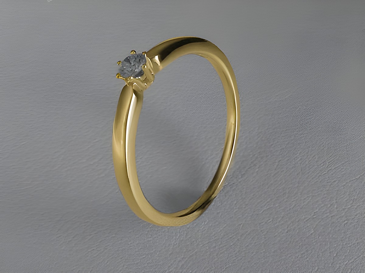 Verlobungsring aus 585 Gold mit einem Brillant von 0,10 ct W/Si in Größe 52, hergestellt von Juwelier Harnisch, elegantes Design bis Größe 52/17.