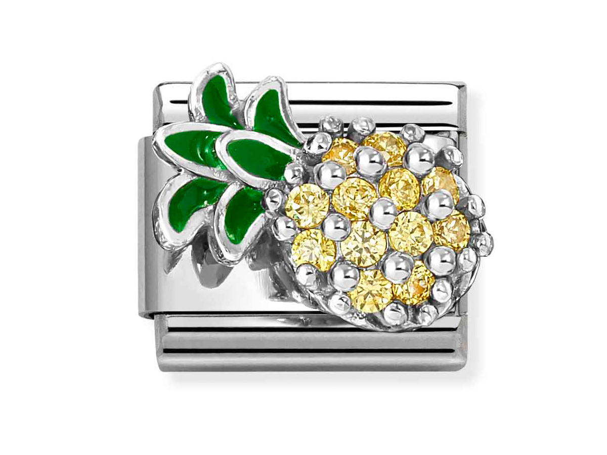 Nomination 330328 21 - CLASSIC Symbol aus Sterling Silber - Emaille & Zirkonia - Ananas - Gelb