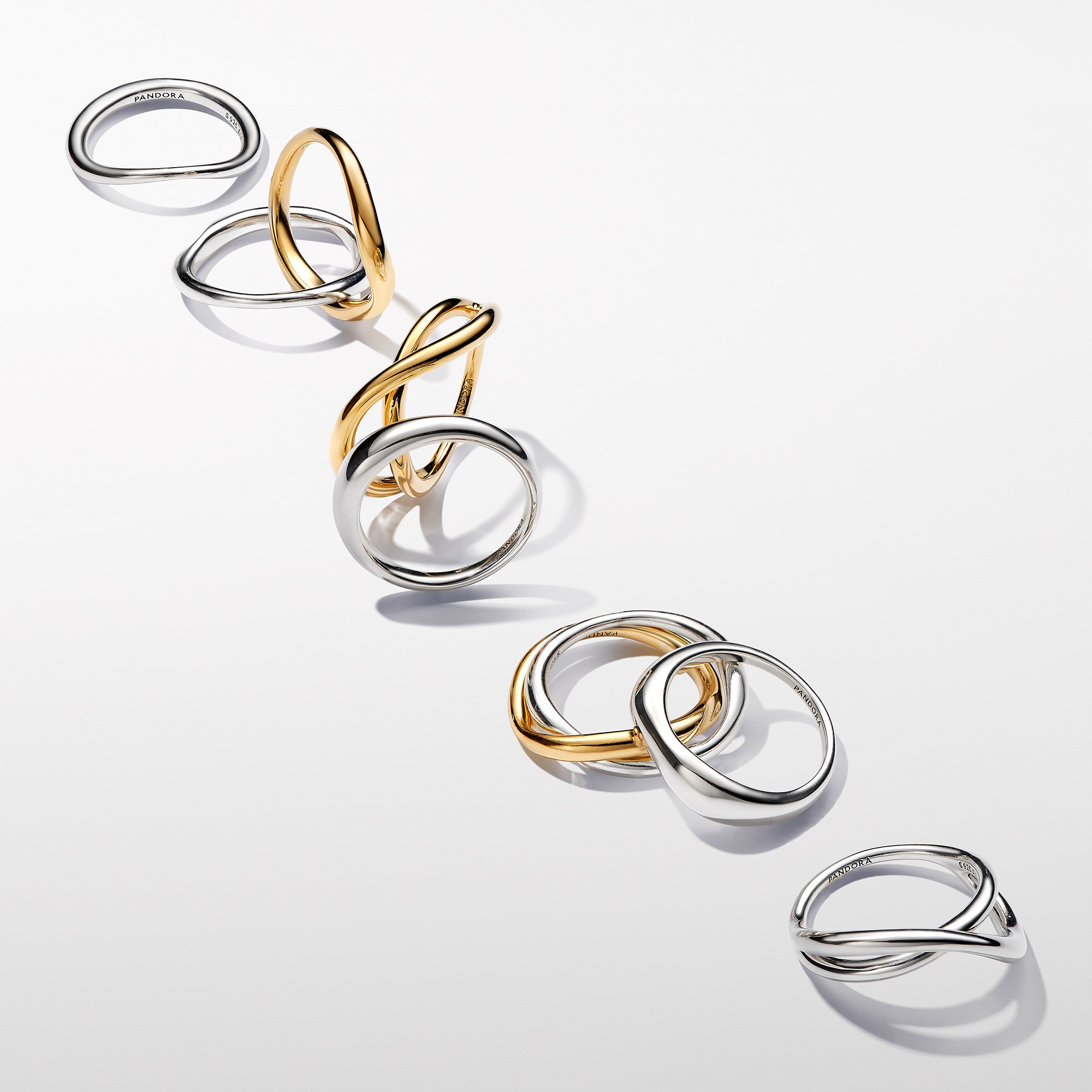 Pandora ESSENCE organisch Geformte Stacking-Ringe - Sterling Silber – Ansicht 2