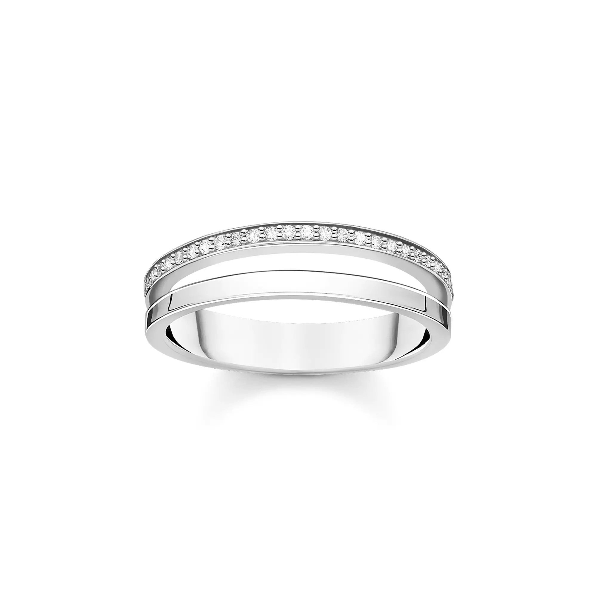 Thomas Sabo Ring doppelreihig weiße Steine silber – Zirkonia