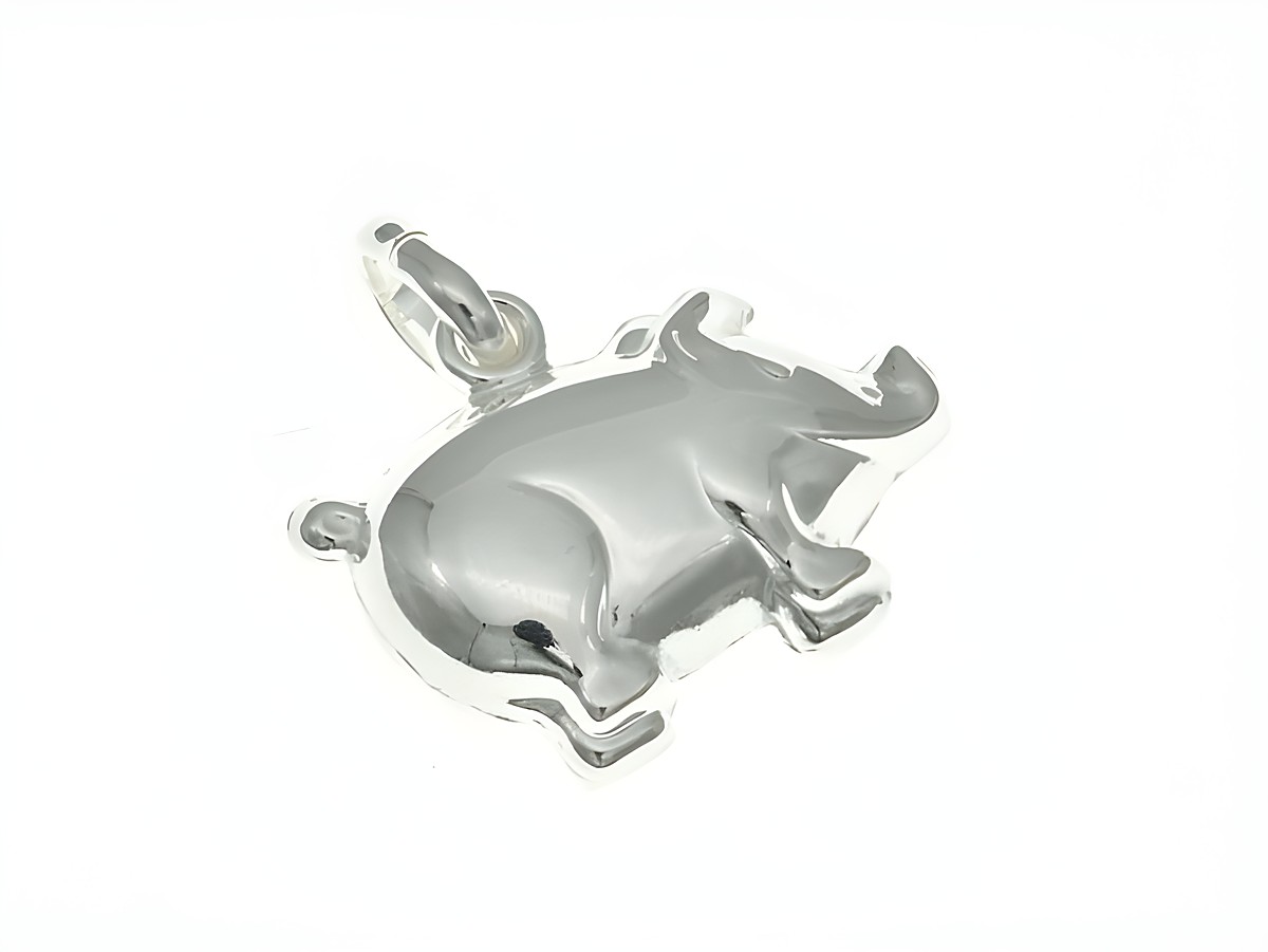 Schweinchen Anhänger aus rhodiniertem Sterling Silber, tierisch gestaltet, ideal für Kinder, Hersteller Juwelier Harnisch.