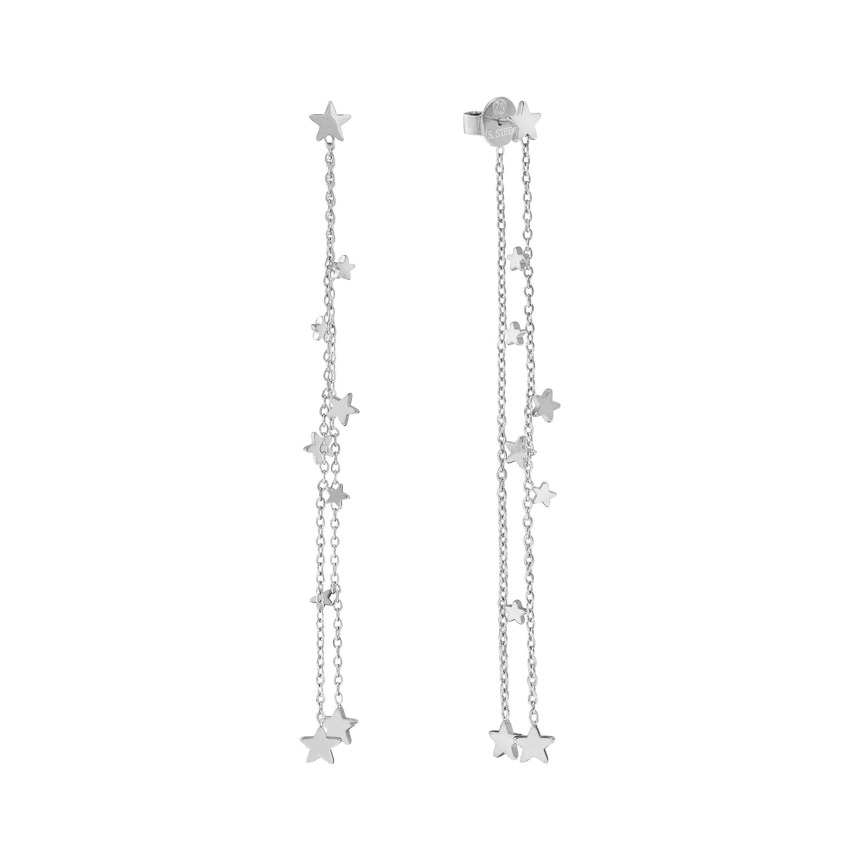 Schmuck Ohrhänger von Nomination RITMATIKA in Silber mit einer geschmackvollen Kettenstruktur, verziert mit kleinen, polierten Sternen, ideal für jeden Anlass.