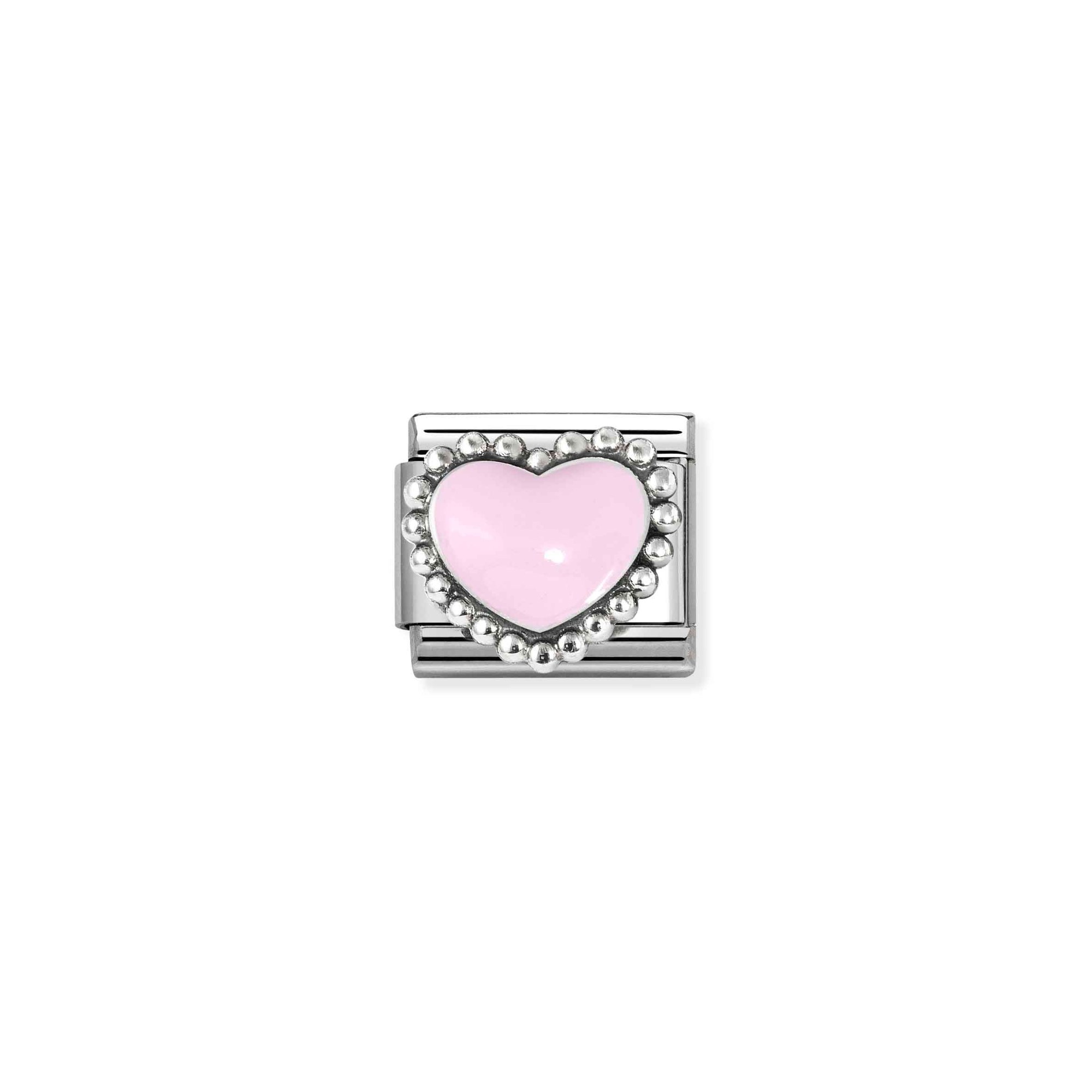 Nomination CLASSIC Element - oxidiertes Sterling Silber - Emaille - Gewölbtes Herz - Pastellrosa – Ansicht 2