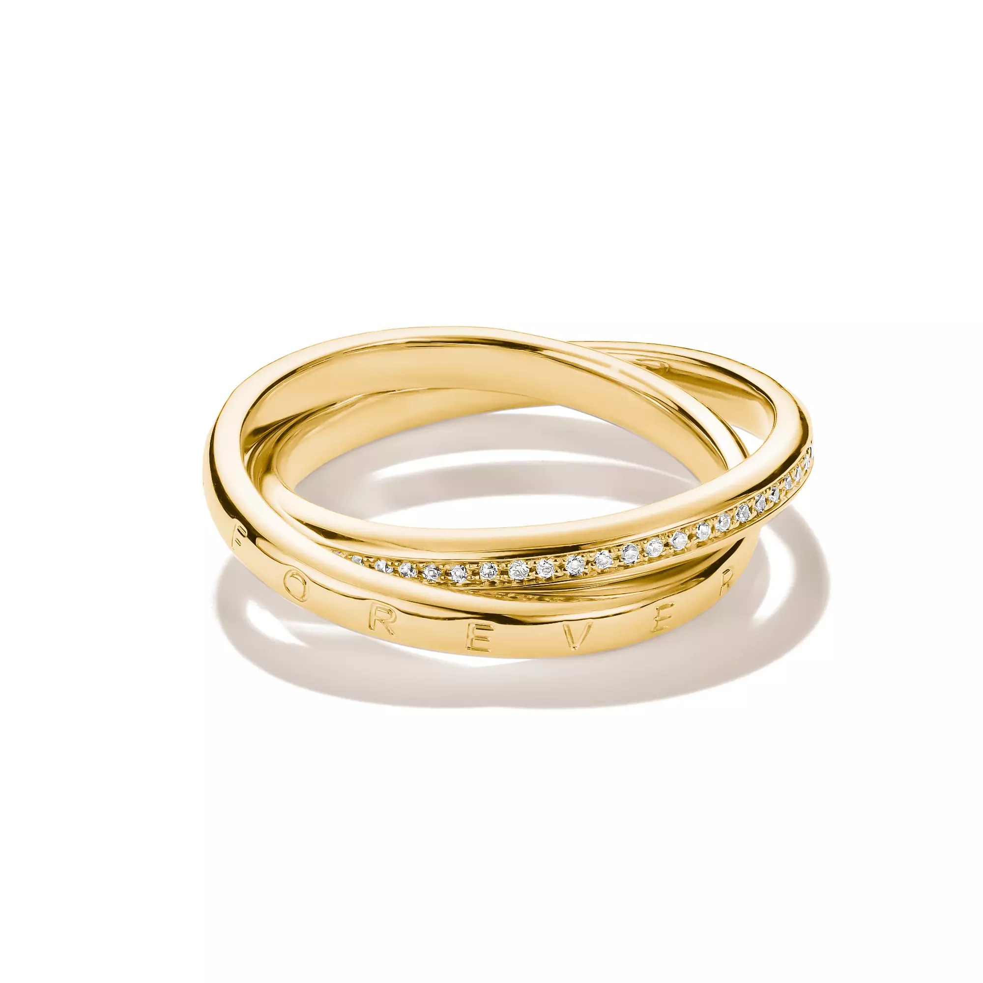Thomas Sabo Doppelring Together mit weißem Zirkonia – vergoldet – Ansicht 2