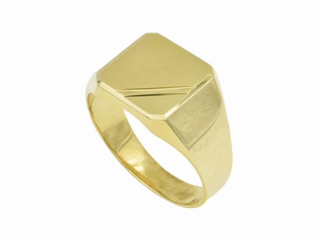 Gelbgold Ring edel Gelbgold 585 teilmattiert Gr. 67 Hersteller Juwelier Harnisch über Gr. 60/19 in modernem Design mit einer klaren, geometrischen Form.