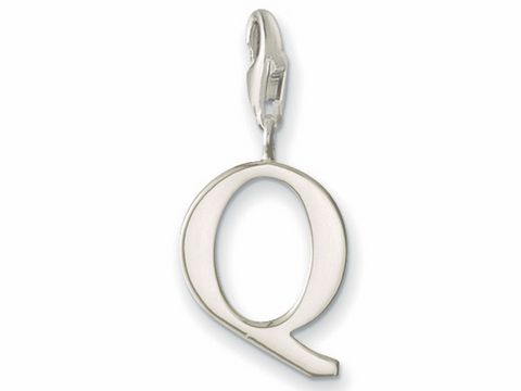 Silberner Buchstaben Charm Anhänger mit dem Buchstaben Q von Thomas Sabo, Modellnummer 0191-001-12, geeignet für persönliche Schmuckdesigns.