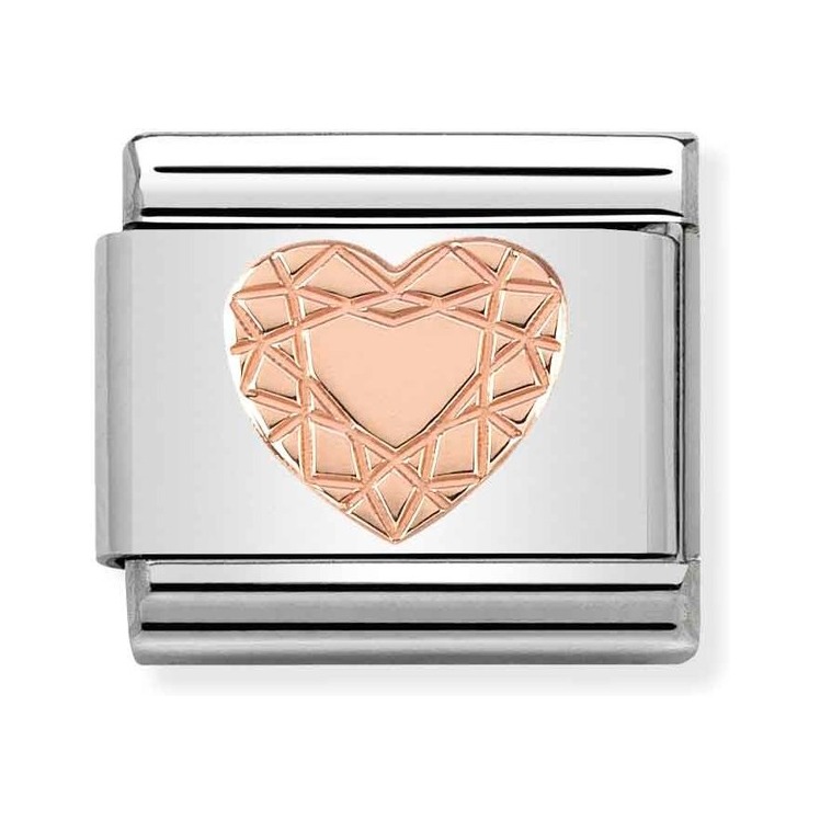 Nomination Composable Classic Charm Facettenherz - Edelstahl, Gold 375 Roségold