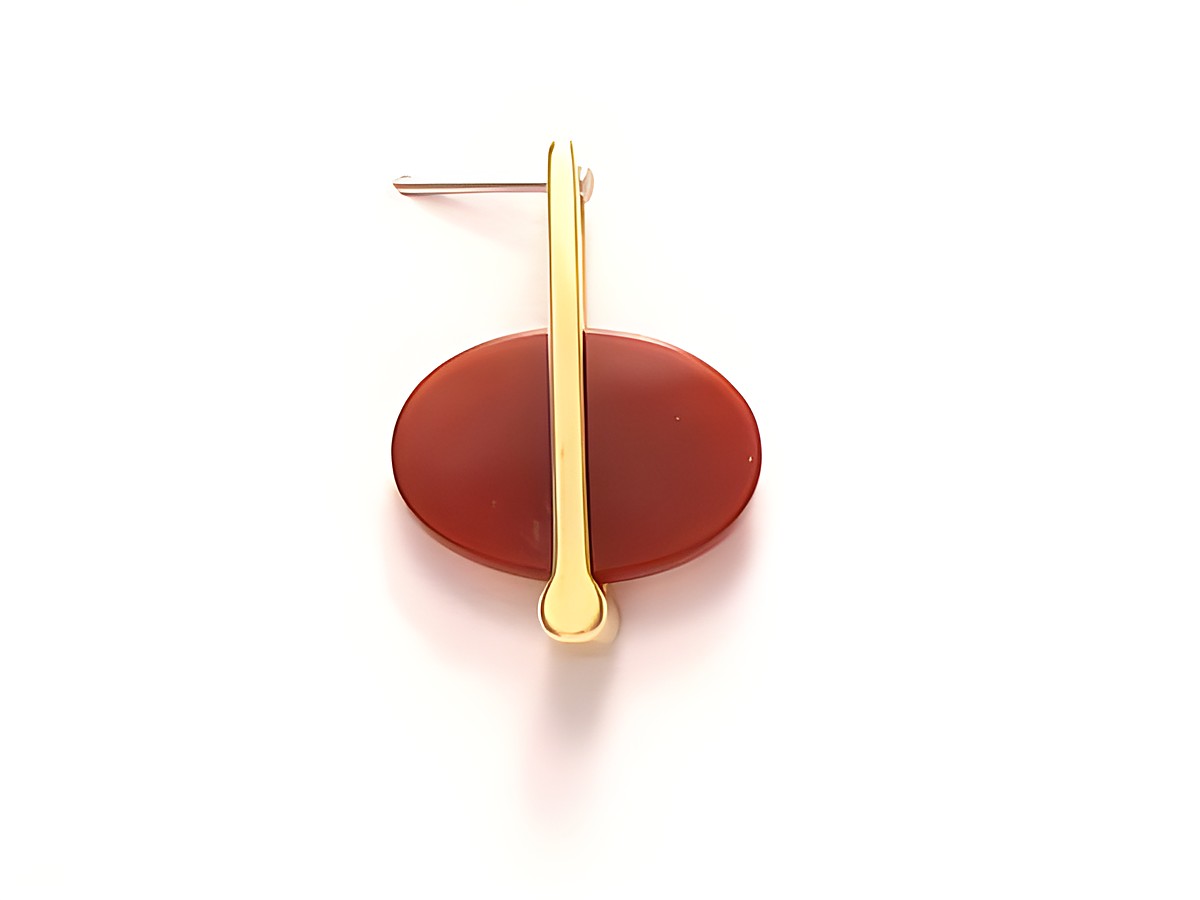 Ovaler Karneol Anhänger mit Gold Auflage von Juwelier Harnisch, eleganter Schmuckstück in warmen Rottönen, ideal für besondere Anlässe oder als modisches Statement.