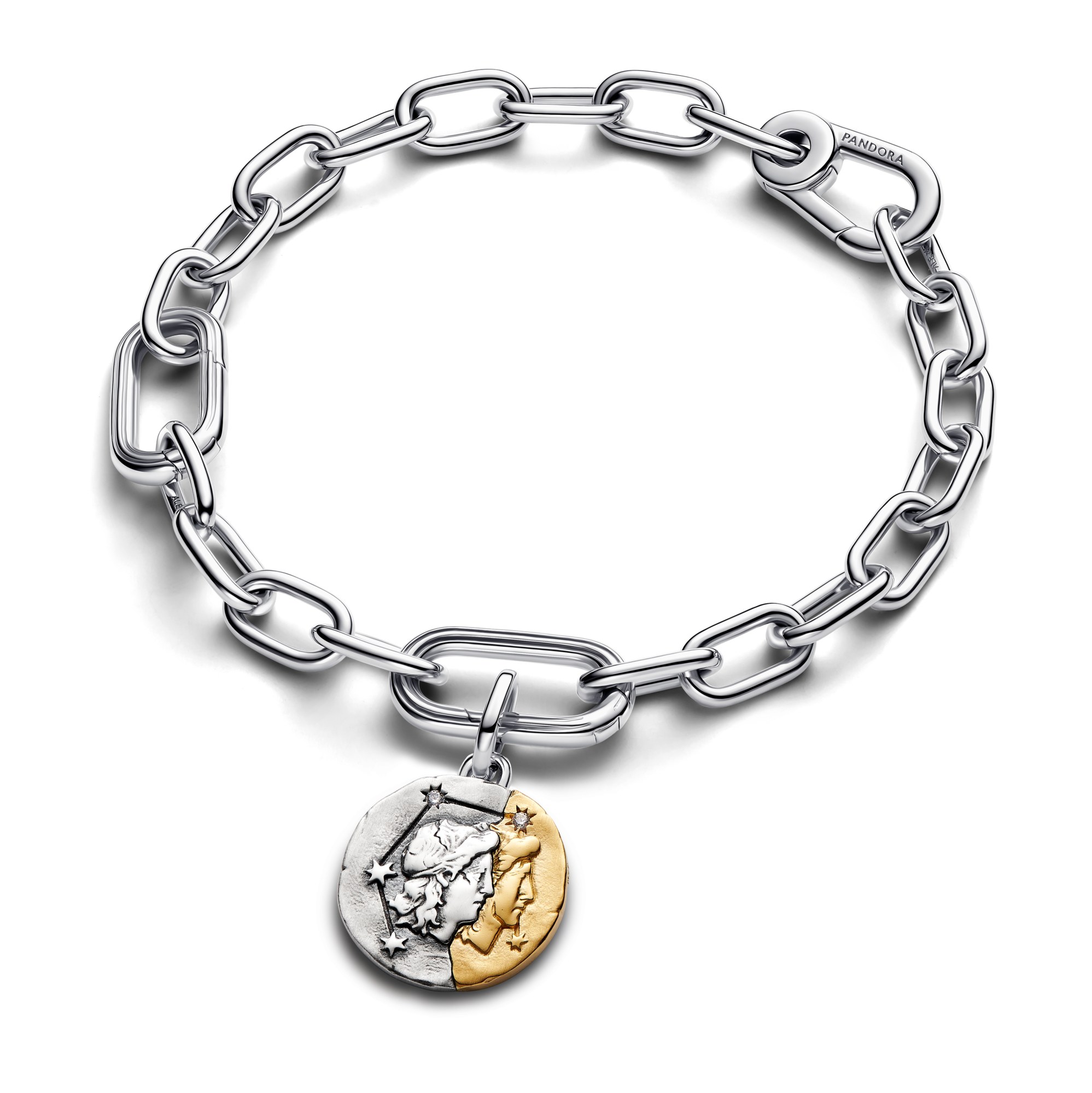Pandora ME - Sternzeichen Zwillinge - Charm - Sterling Silber & Gelbgold Vergoldung - 16 mm – Ansicht 3