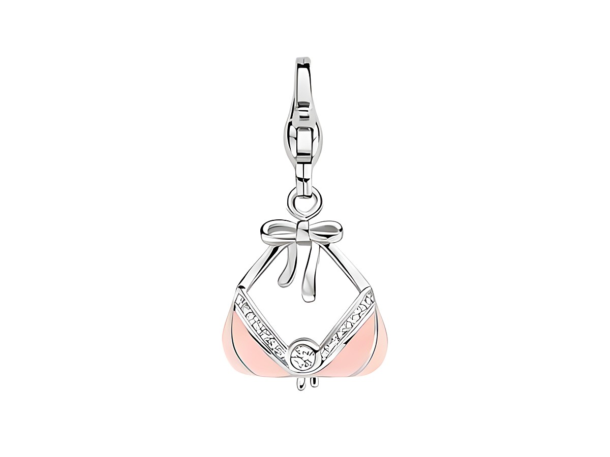 Bikini Oberteil Ti Sento Silber Charms 8411PI in rosa und silber mit Schleife und funkelndem Detail, ideal als Schmuckstück für modische Akzente im Onlineshop.
