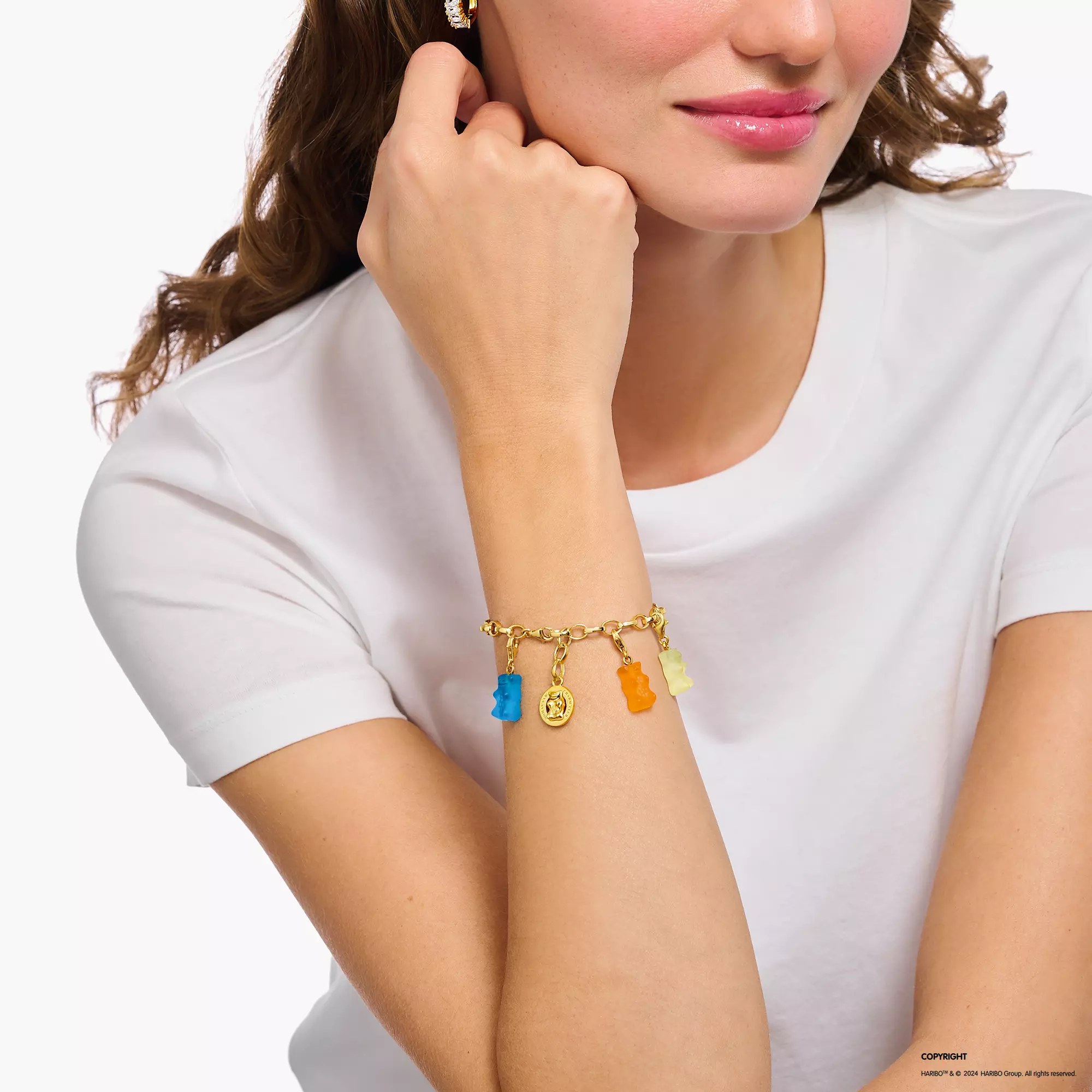 Thomas Sabo Charm-Anhänger HARIBO Gummibärchen - Goldbär - Silber Gelbgold verg. - Orange – Ansicht 4