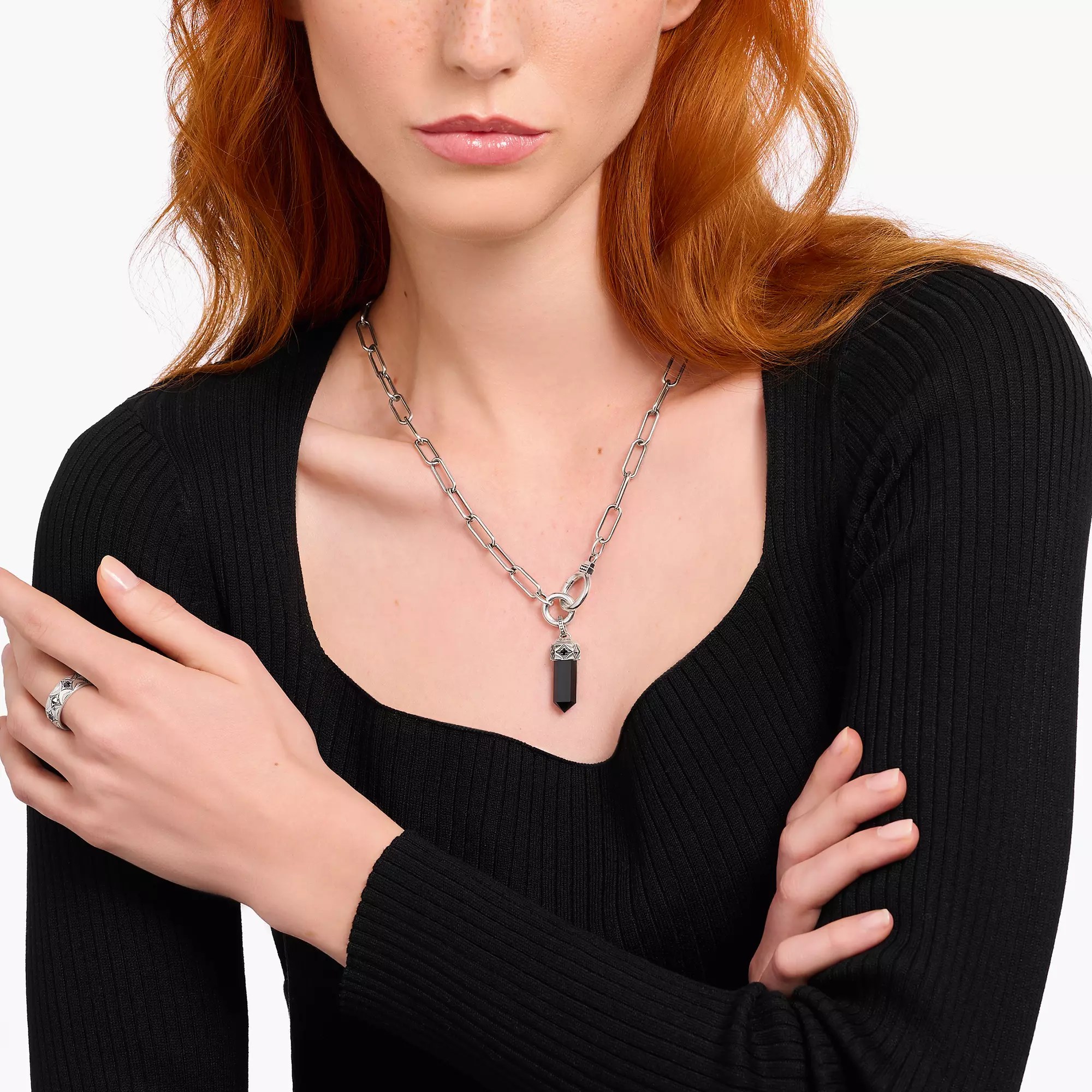 Thomas Sabo Anhänger - Kristall aus Schwarzem Onyx - Silber gesch. & Onyx & Zirkonia - Schwarz – Ansicht 4