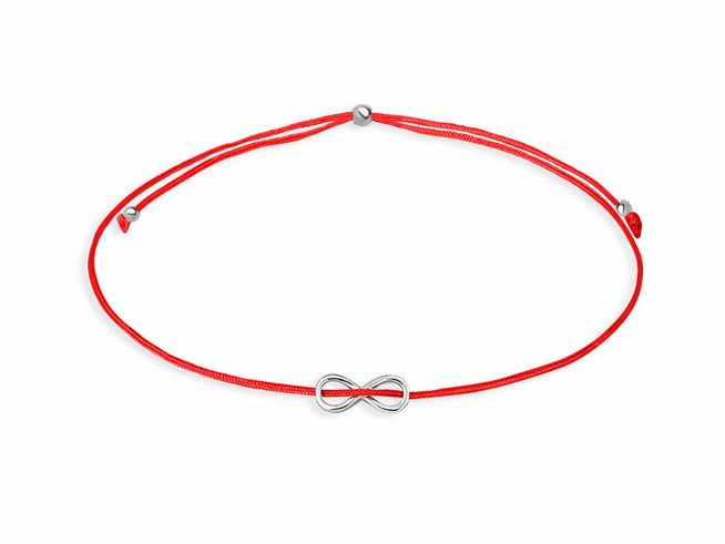 Xenox Sterling Silber Armband XS1670 mit einem Infinity-Symbol in der Mitte, umgeben von einem roten Band, elegant und modern, ideal für einen trendigen Look.