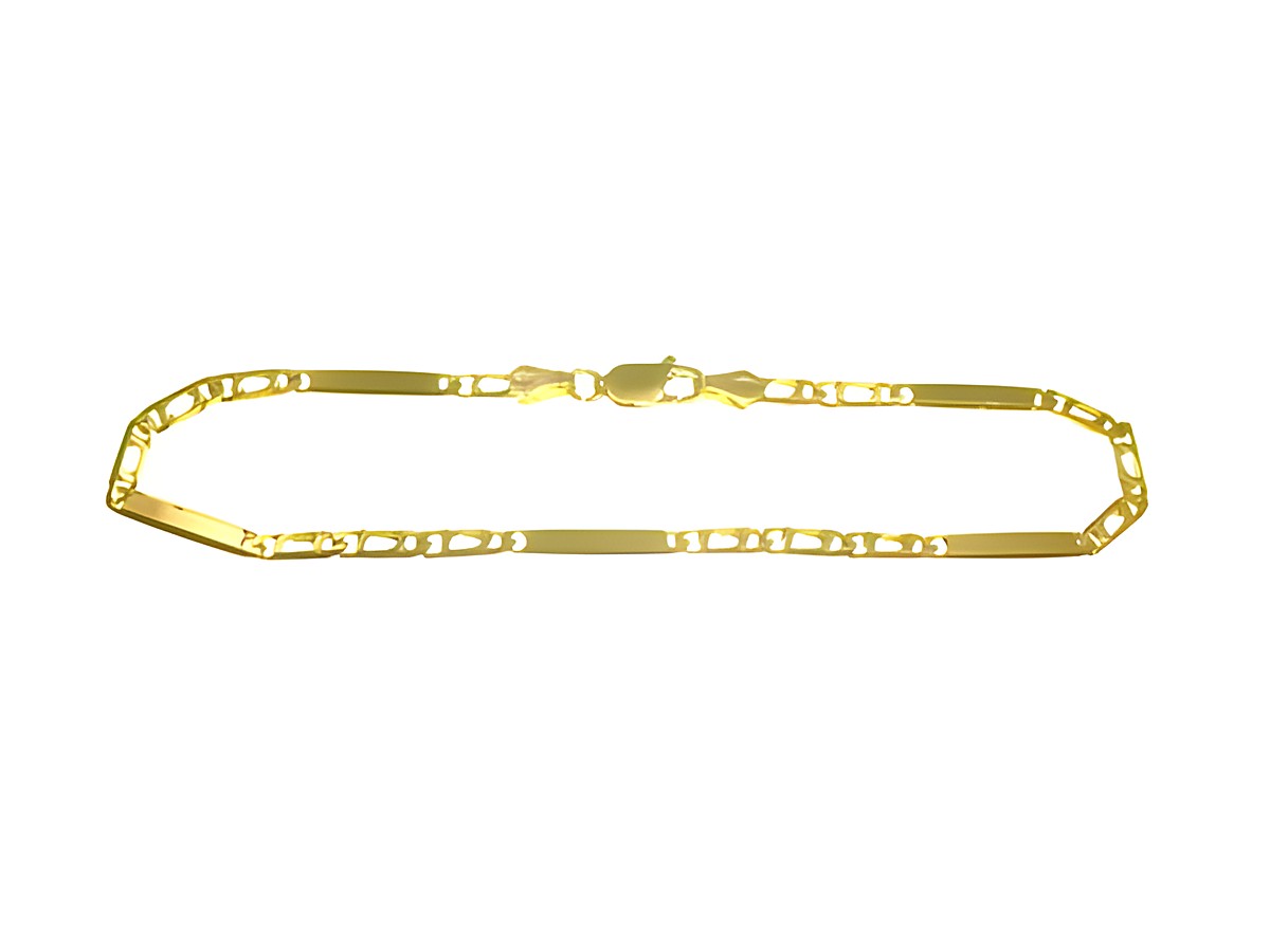 Panzer Armband aus Gold 585 in 19 cm Länge und 2,7 x 1,3 mm Breite, Hersteller Juwelier Harnisch, elegantes Design, ideal als Schmuckstück oder Geschenk.