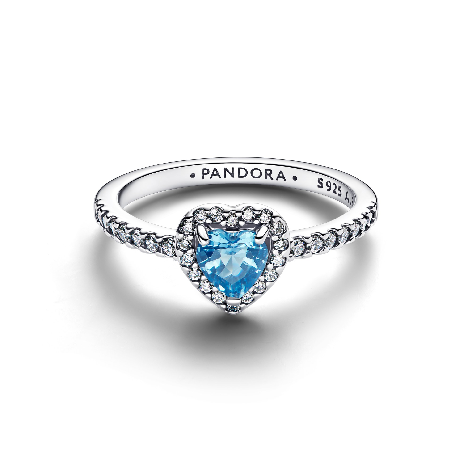 Pandora hellblauer Herz Ring - Sterling Silber - Kristall – Ansicht 2