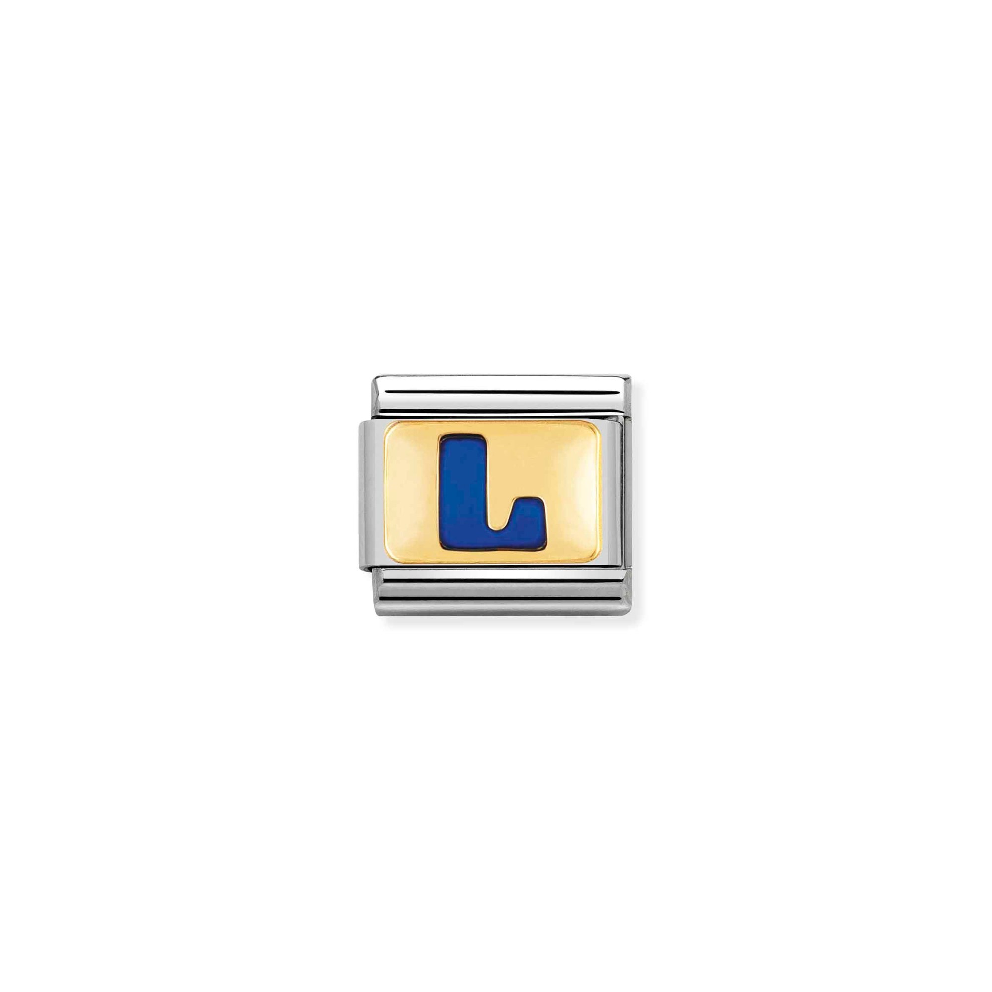 Nomination Composable Classic Charm Buchstabe L blau - Edelstahl, Gold 750 Gelbgold, Emaille