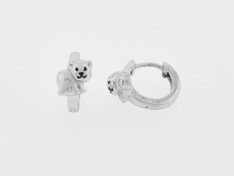 Creolen aus Silber rhodiniert mit einem putzigen Eisbären Motiv, Lackdetails, Durchmesser 1,1 mm. Hersteller: Juwelier Harnisch, ideal für Kinder.