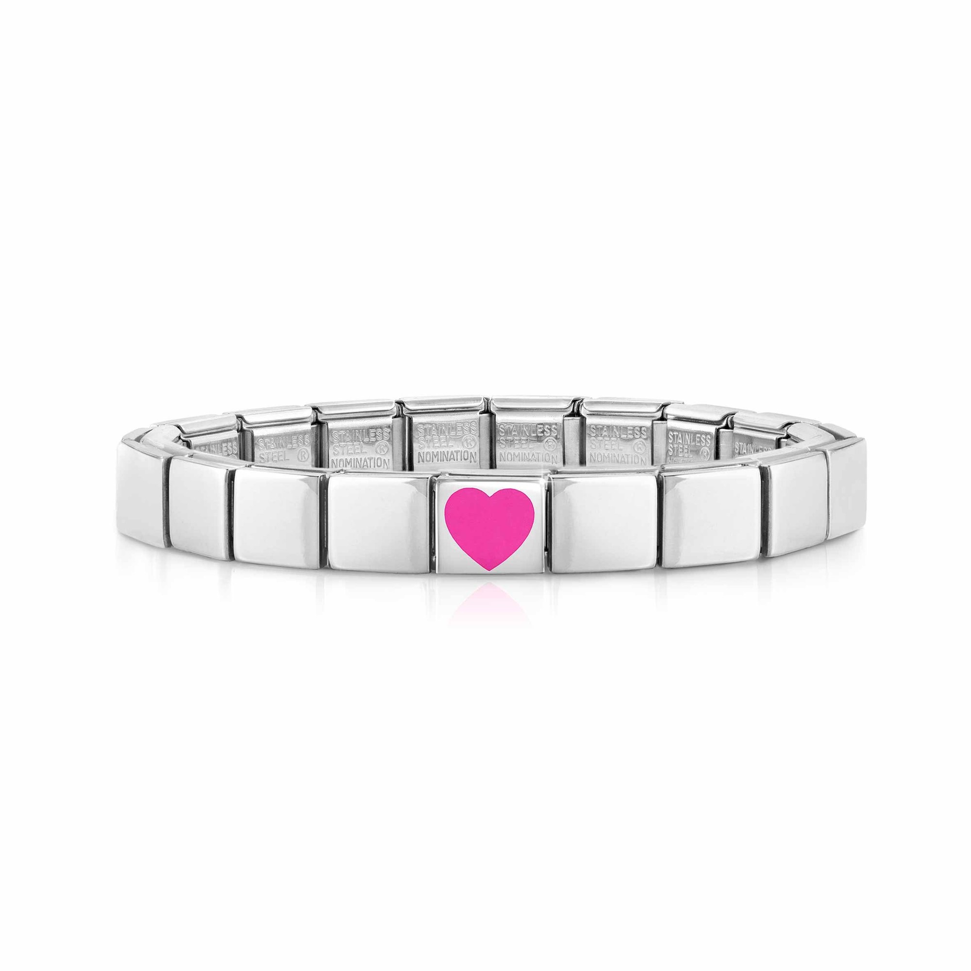 Nomination Classic GLAM Armband Edelstahl Silber - Fuchsia Herz