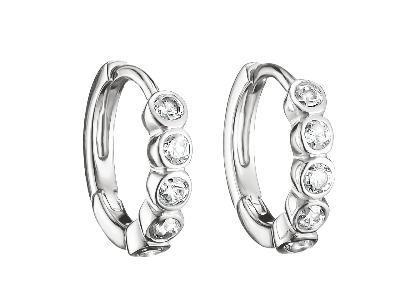Thomas Sabo Creolen aus Silber mit fünf weißen Zirkonia auf jedem Ohrhänger, 10,9 mm hoch, elegant und zeitlos, perfekt für jeden Anlass, Neuheiten des Herstellers Thomas Sabo.