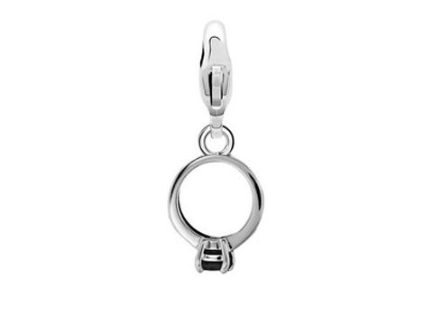 Silberner Charm von Ti Sento, Mini Ring Black 8159ZB, in runder Form mit Clipverschluss, ideal für individuelle Schmuckkreationen und das Hinzufügen von persönlichen Akzenten.