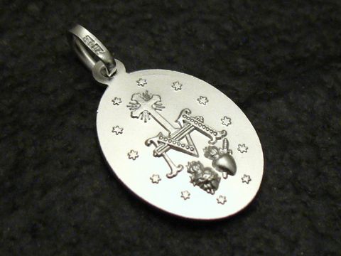 Milagrosa Herzen Heilige Maria Sterling Silber Anhänger von Juwelier Harnisch, stilvoll gestalteter Anhänger mit religiösem Motiv und feiner Verarbeitung, ideal als Schutzpatron.